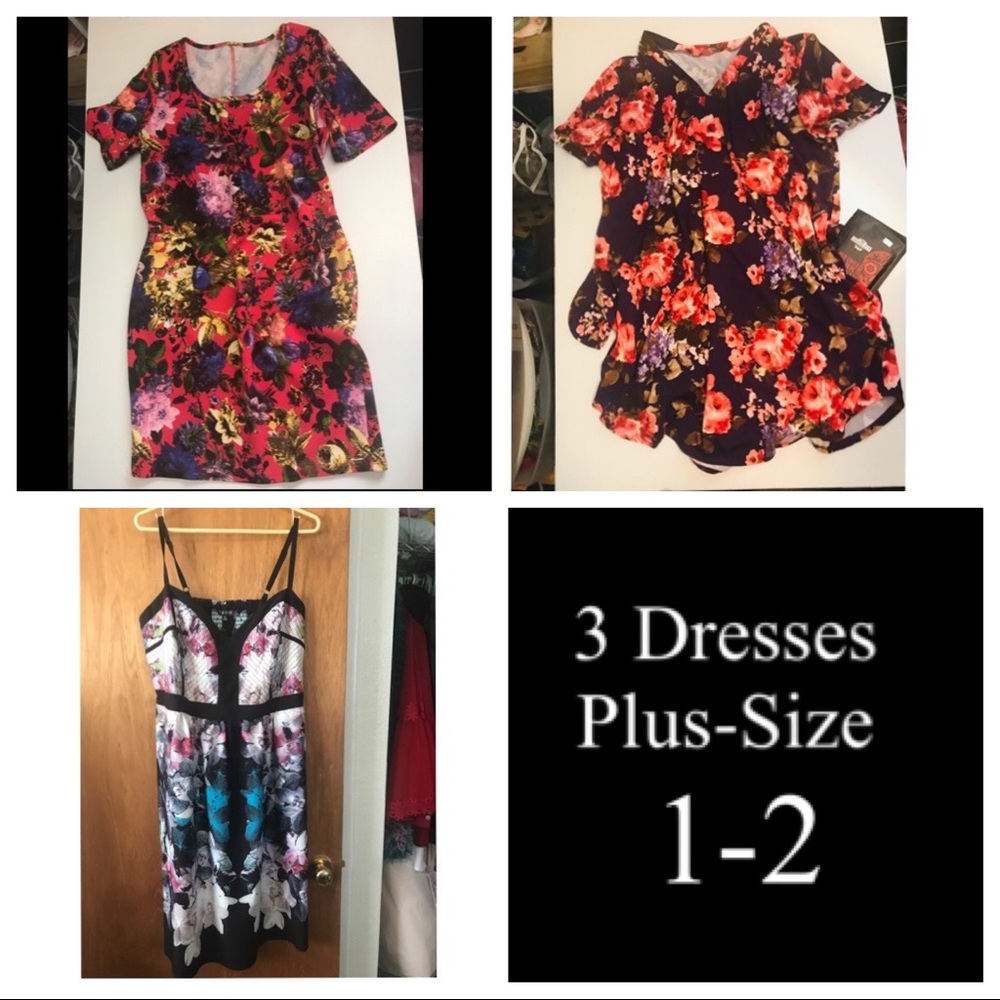 3 plus size Dresses size 1x-2x